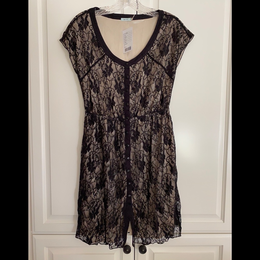 Kimchi Blue - Black Lace Button Dress - Medium M